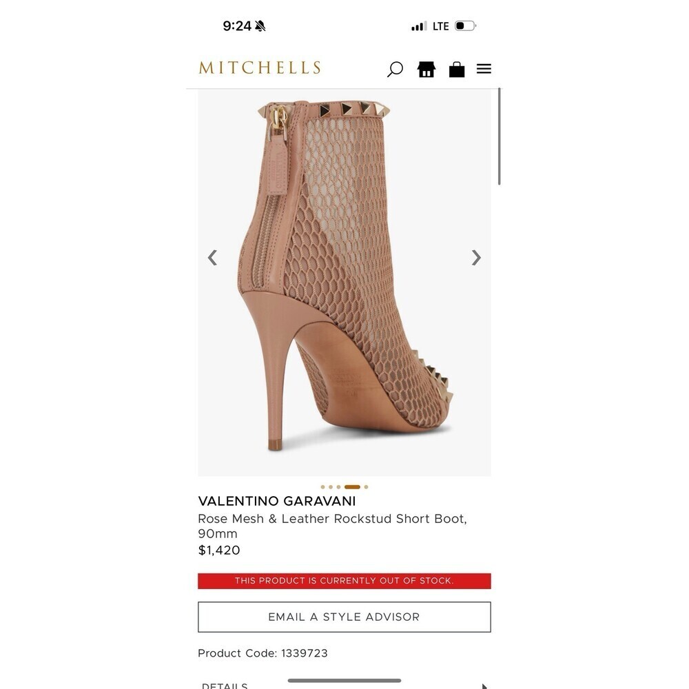 $1420 Valentino Garavani Rockstar Women's Rose Pink Nude Leather Booties 37 6 - Picture 4 of 15